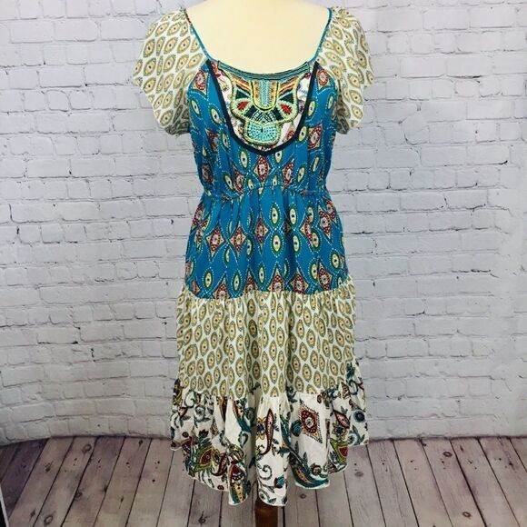 LIVE AND LET LIVE (ONE WORLD) BOHO PEASANT DRESS - Picture 1 of 8